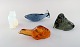 Paul Hoff for "Svenskt Glass". Four art glass figures in shape of a blue whale, 
walrus, seal, polar fox. WWF. Mid 20th century.
