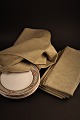 7 Old French damask woven linen napkins in super nice quality and in beautiful ocher / linen ...