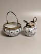 German mussel 
ground sugar 
and cream set 
Nickel mount 
tarnished 
patina
