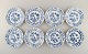 Eight antique Meissen "Onion Pattern" plates in hand-painted porcelain. Early 
20th century.
