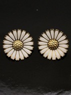 Marguerite gold plated sterling silver ear clips with enamel