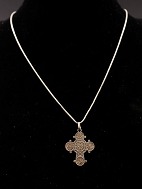 Sterling silver necklace 39 cm. and Dagmar cross