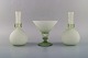 Isfahan Glass. 
Two vases and 
compote in 
frosted glass. 
Late 20th 
century.
The vases 
measure: ...