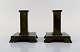 GAB (Guldsmedsaktiebolaget). A pair of art deco candle holders in bronze. 
Swedish design, 1930 / 40