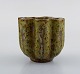 Arne Bang. Vase in glazed ceramics. Model number 134. Beautiful glaze in green 
and brown shades. 1940 / 50s.
