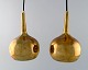 Hans Agne Jakobsson for Markaryd. A pair of onion shaped ceiling lamps in brass. 
1960