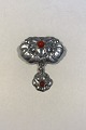 Bernhard Hertz Art Nouveau  Silver Brooch with Carnelian Stones