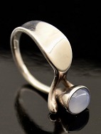 Iconic Georg Jensen vintage ring designed by Vivianna Turan Bülow-Hübe sterling silver with moonstone