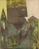 Hans Osswald 
(1919-1983), 
Swedish artist. 
Oil on board. 
Modernist 
composition. 
Mid 20th ...