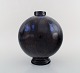 Henri Delcourt (1872-1963) for Boulogne sur Mer. Round art deco vase in glazed 
ceramics. Beautiful glaze in deep blue shades. 1920 / 30