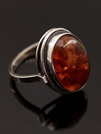 Sterling silver ring size 52 with amber