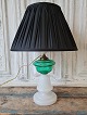 Beautiful 
opaline oil 
lamp with oil 
needs in 
emerald green 
glass, 
converted to 
electricity. 
...