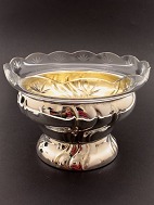 Silver-plated fruit bowl with glass insert