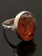 Sterling silver ring size 56 with amber. 
