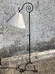 Older floor lamp in patinated metal with white shade. Fully functional. Height 115 to 170 cm