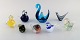 Swedish and other glass artists, including Reijmyre. Eight figures of birds in 
art glass. 1980