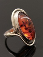 Sterling silver ring size 50 with amber