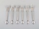 Six Evald Nielsen number 6 pastry forks in silver. 1920