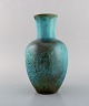 Richard Uhlemeyer, Germany. Vase in glazed ceramics. Beautiful crackled glaze in 
shades of turquoise. 1950
