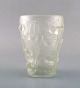 Lalique style art glass vase in clear glass with cherries in relief. 1930/40