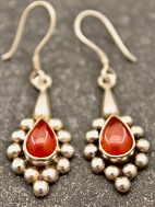 Sterling silver earrings with drop shaped coral