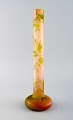 Early Emile Gallé vase in frosted pink and green art glass carved with motifs in 
the form of foliage. Ca. 1900
