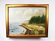 Oil painting 
with beach 
motif with 
unknown 
signature from 
1990.
54 x 70 cm.