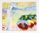 Oil painting on 
canvas  i 
bright colors 
signed Å. Højer 
by the danish 
artist Åse 
Højer, b. 1952. 
...