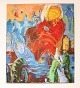Oil painting on 
canvas  in 
strong bright 
colors by the 
danish artist 
Åse Højer, b. 
1952. The ...