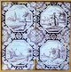 Landscape 
tiles, 
manganese 
colored, 
Holland, 18 ../ 
19. 27 x 27 cm.
Framed.