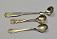 3 pieces. 
silver salt / 
mustard spoons, 
20th century 
Denmark. 7 - 10 
cm.