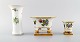 Three Herend 
vases in 
hand-painted 
porcelain with 
flowers and 
gold 
decoration. 
Mid-20th ...