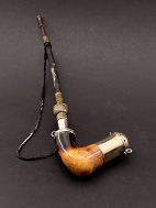Meerskums pipe 43 cm. with silver mounting