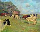 Bundgaard, 
Gunnar (1920 - 
2005) Denmark: 
Landscape with 
cows. Oil on 
canvas. Signed 
58. 80 x 100 
...