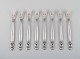 Eight Georg Jensen Acorn oyster forks in sterling silver.
