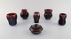 Michael 
Andersen, 
Bornholm. Five 
vases and a 
lidded jar in 
glazed 
ceramics. 
Beautiful glaze 
in ...