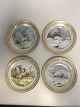 Royal 
Copenhagen 
Flora 
Danica/Fauna 
Danica Game 
Luncheon 
Plates. Inner 
gold rim with 
feather ...