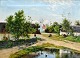 Milton Jensen, 
Carl (1855 - 
1928) Denmark: 
Village idyll. 
Oil on canvas. 
Signed. 66 x 94 
...