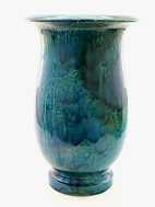 H A Kähler large 46 cm. bell-shaped blue floor vase signed HAK