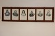 Frame with 6 prints of:
- Christina, Kong Johannes's gemalinde (consort)
- Frederik, Arveprins til Danmark (heir 
presumptive)
- Sophie Frederikke, Arveprins Frederik's 
gemalinde
- Johan Frederik Struensee
- Christian den Syvende
- Caroline Mathilde,