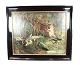 Oil painting 
with animal 
motif and with 
black frame 
without 
signature.
74 x 88 cm.