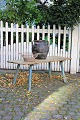 Old Swedish 
coffee table in 
raw wood with 
turquoise 
painted legs 
and a really 
nice patina. 
...