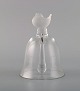 Lalique bell with bird in clear and frosted art glass. 1980s.

