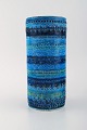 Aldo Londi for Bitossi. Cylindrical vase in Rimini blue glazed ceramics with 
geometric patterns. 1960