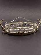 Silver-plated jardiniere with crystal glass insert