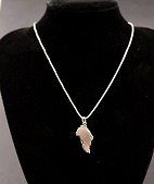 Sterling silver necklace 38 cm. and pendant 1.3 x 2.8 cm. shaped like Greenland. 