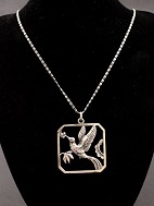 830 silver necklace 60 cm. and art deco pendant