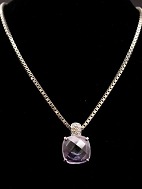 Sterling silver necklace 50 cm. with amethyst pendant
