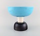 Ettore Sottsass (1917-2007) for Bitossi. Large compote in glazed ceramics. 
Beautiful glaze in light blue shades. 1960 / 70s.
