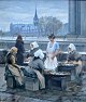 Bjulf, Søren 
Christian (1890 
- 1958) 
Denmark: 
Fishing wives 
at Gammel 
Strand, 
Copenhagen. Oil 
on ...